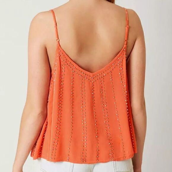Free People Coral Beaded Embellished Oversized Sleeveless Tank Top M - Picture 4 of 14